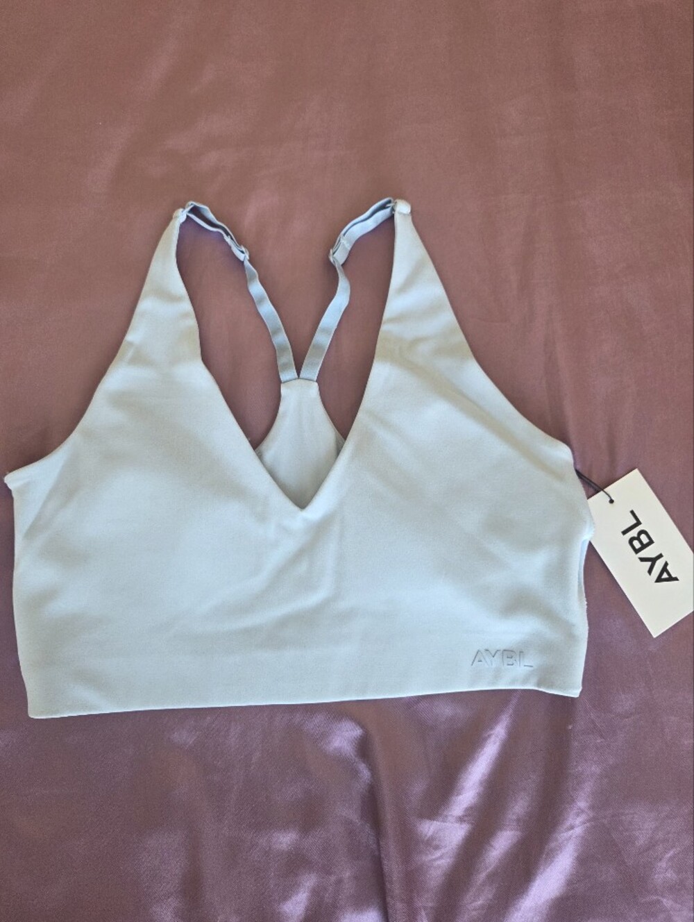 NWT AYBL Pastel Blue Seamless Staple Sports Bra - Size L